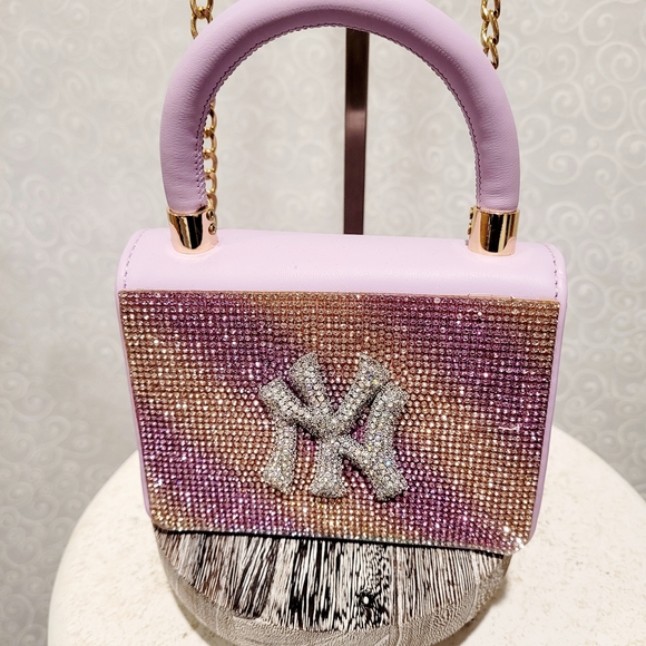 Lavender Rhinestone NY-Inspired Baseball Cap and Mini Bag Set - Picture 9 of 11